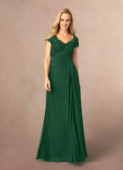 Dark Green A-Line Sequins Chiffon Dress