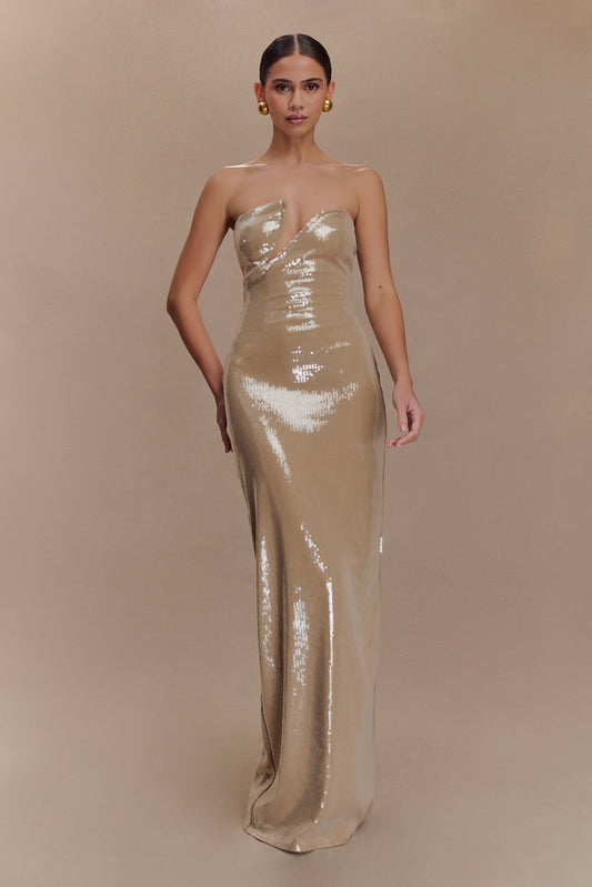 Winston Strapless Sequin Maxi Dress - Taupe