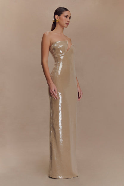 Winston Strapless Sequin Maxi Dress - Taupe