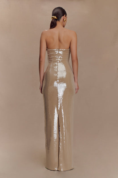 Winston Strapless Sequin Maxi Dress - Taupe