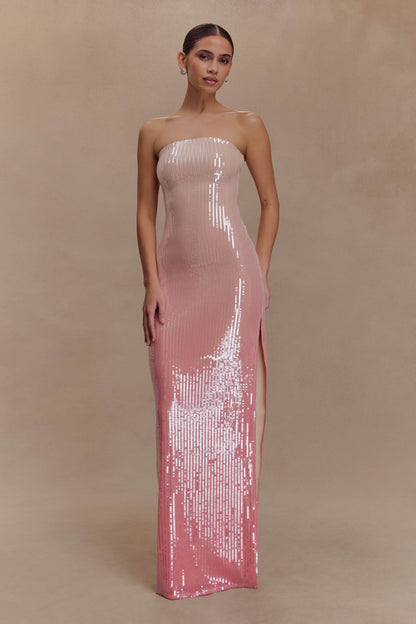 Miranda Strapless Sequin Maxi Dress - Ombre Pink