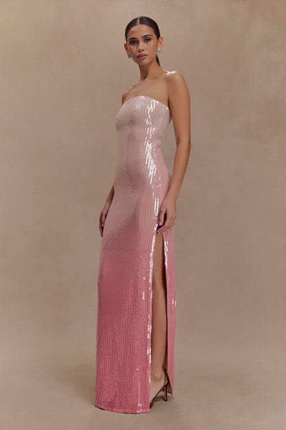 Miranda Strapless Sequin Maxi Dress - Ombre Pink
