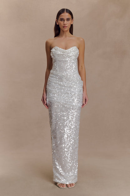 Nala Strapless Sequin Maxi Dress - Ivory