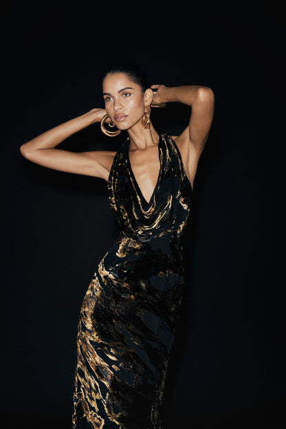 Talila Cowl Front Maxi Dress - Velvet Burnout