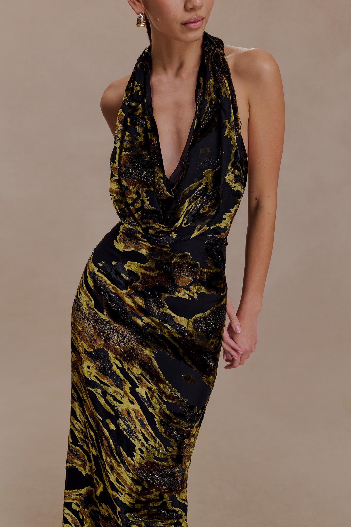 Talila Cowl Front Maxi Dress - Velvet Burnout