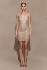 Jasmyn Hot Fix Mini Dress With Mesh Back - Nude