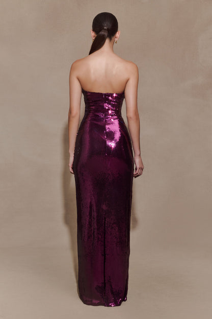 Winston Strapless Sequin Maxi Dress - Plum