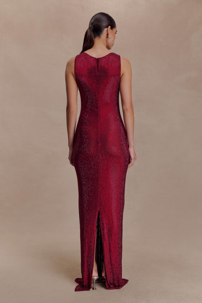 Magnolia Sleeveless Diamante Maxi Dress - Wine
