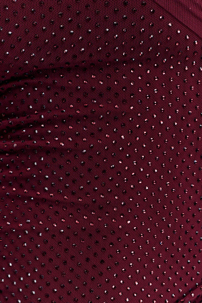 Mattea Diamante Mini Dress With Scarf - Plum