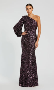 One-Sleeve Sequin Formal Gown: Mac Duggal 26717