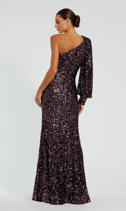 One-Sleeve Sequin Formal Gown: Mac Duggal 26717