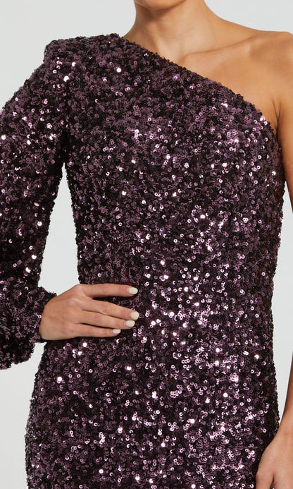 One-Sleeve Sequin Formal Gown: Mac Duggal 26717