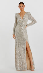 Long Sleeve Sequin Formal Gown: Mac Duggal 26723