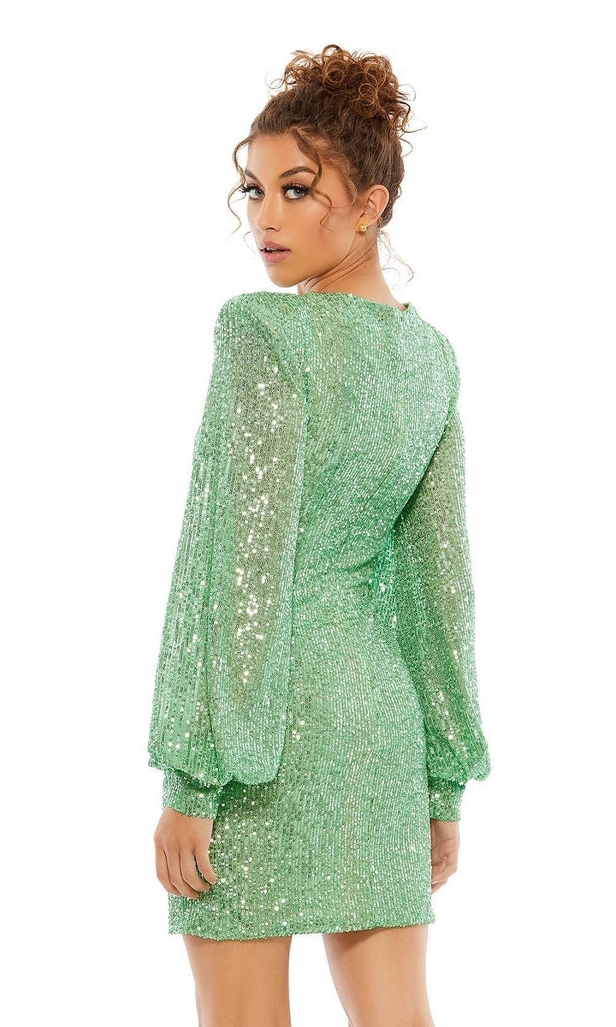 Long Sleeve Sequin Hoco Dress: Mac Duggal 26865