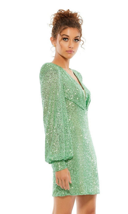 Long Sleeve Sequin Hoco Dress: Mac Duggal 26865