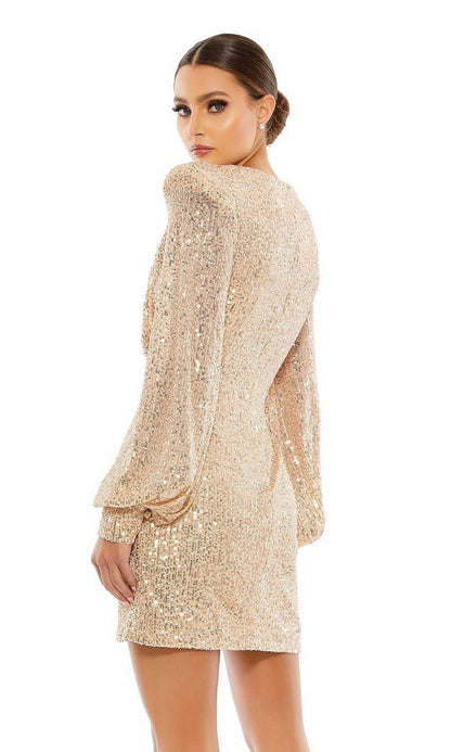 Long Sleeve Sequin Hoco Dress: Mac Duggal 26865