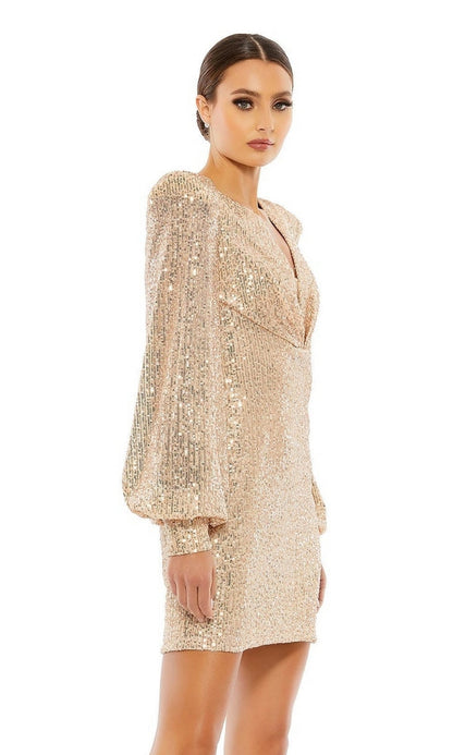 Long Sleeve Sequin Hoco Dress: Mac Duggal 26865