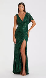 Long V-Neck Sequin Formal Dress: Mac Duggal 26988