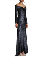 Social Signature Off-The-Shoulder Sequin Gown