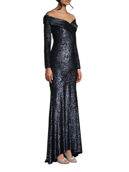 Social Signature Off-The-Shoulder Sequin Gown