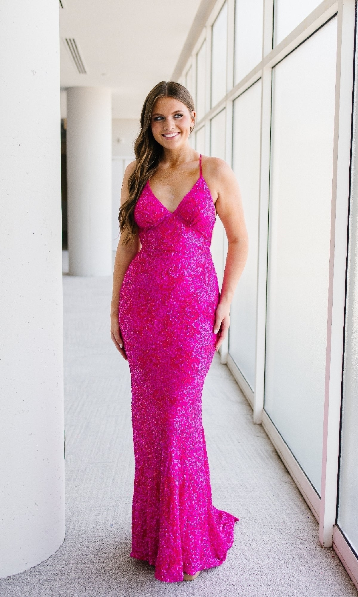 Sleek Fitted Long Sequin Prom Dress by Aleta