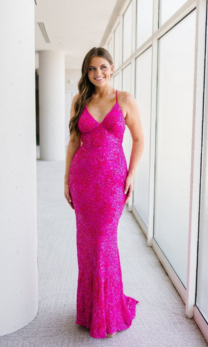 Sleek Fitted Long Sequin Prom Dress by Aleta