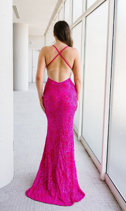 Sleek Fitted Long Sequin Prom Dress by Aleta
