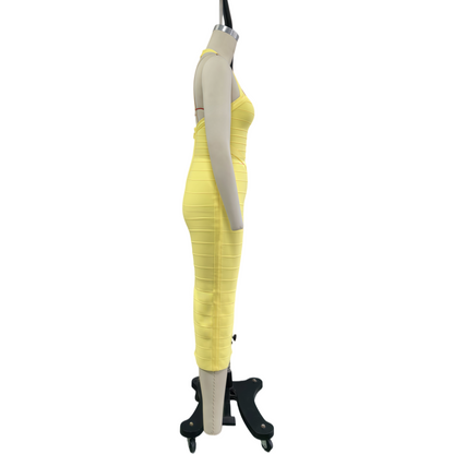 3D Tailored Halter Neck Strapless Bandage Dress, High Stretch Slimming Waist Midi Bodycon Gown