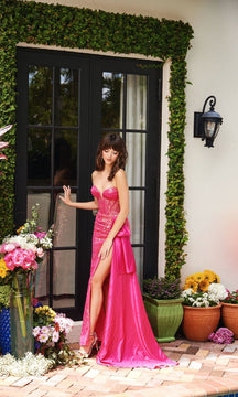 Strapless Sequin-Print Formal Dress: Ava Presley 29240