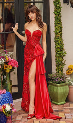 Strapless Sequin-Print Formal Dress: Ava Presley 29240