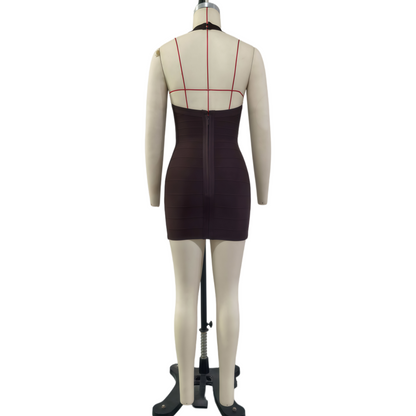 Halter Bandage Dress, Y2K Stretchy Slim Fit Bodycon Backless Mini Dress