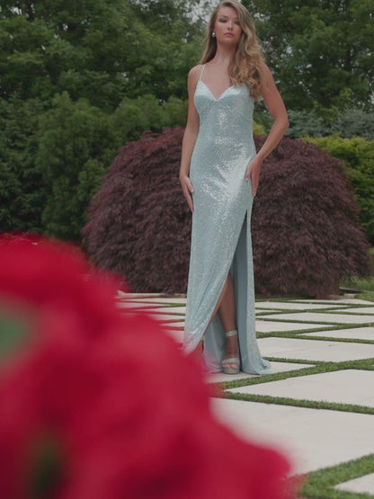 Backless Long Sequin Prom Dress: Faviana 11202