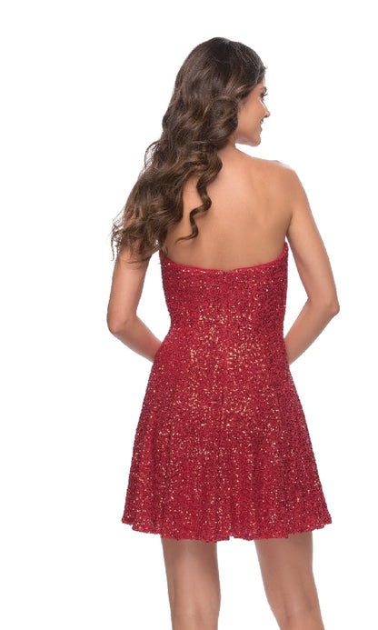 Strapless Sequin Short La Femme Homecoming Dress