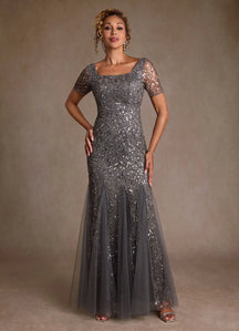 Steel Grey Trumpet Sequins Dress