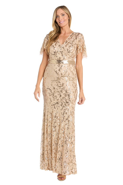 Long Gold Sequin Formal Dress: R&M Richards 3425