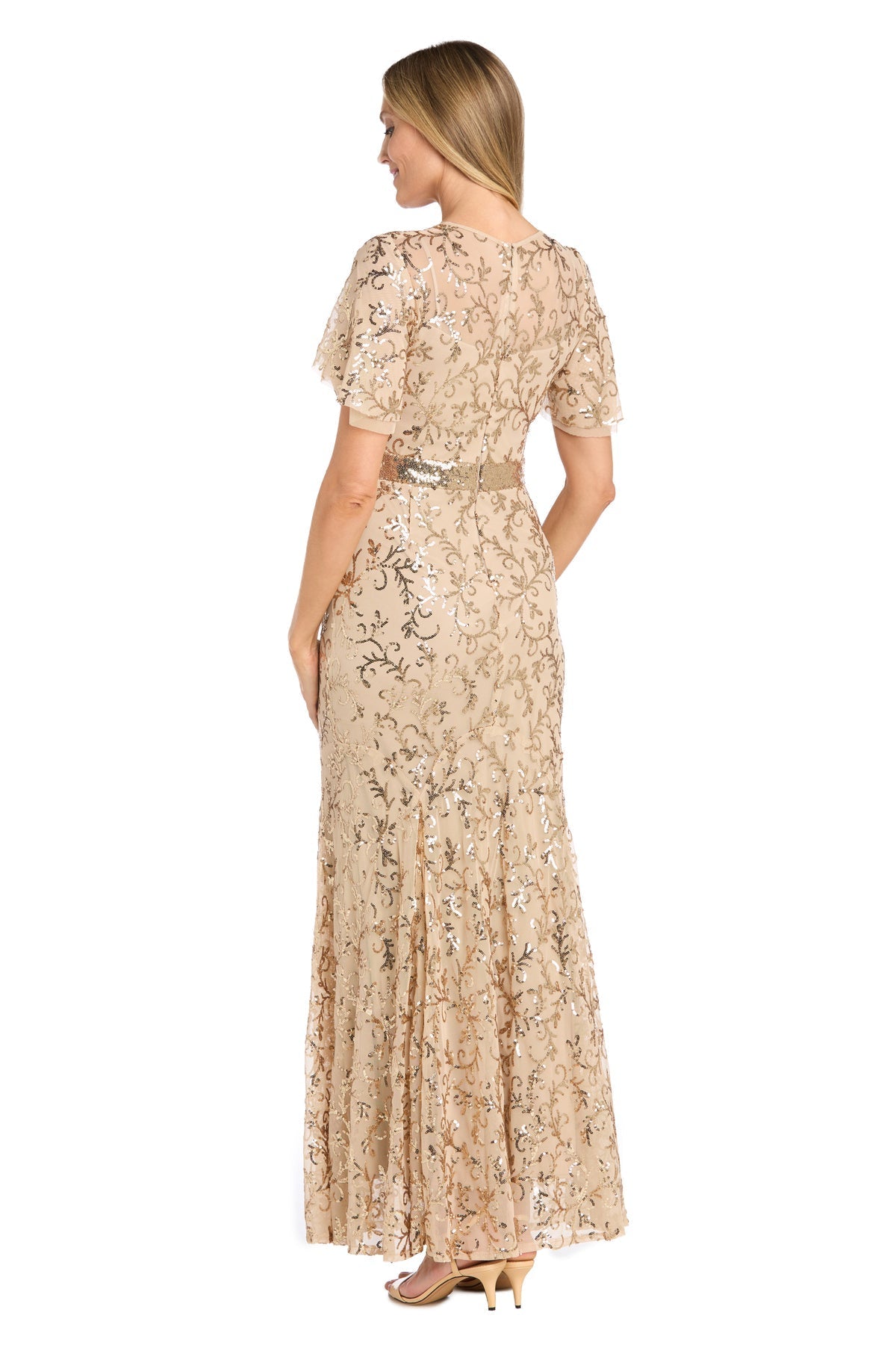Long Gold Sequin Formal Dress: R&M Richards 3425