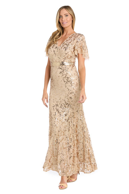 Long Gold Sequin Formal Dress: R&M Richards 3425