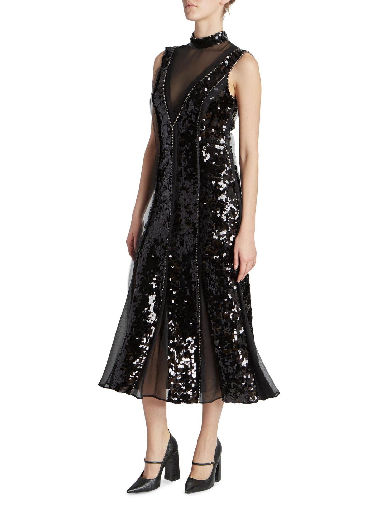 Tyana Sequin-Paneled Midi-Dress