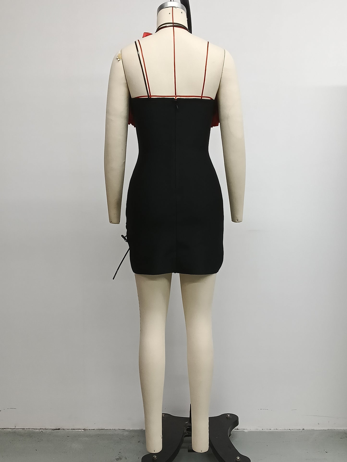 Women's Halter Floral Lace-Up Bandage Mini Dress, Sexy Bodycon Party Dress