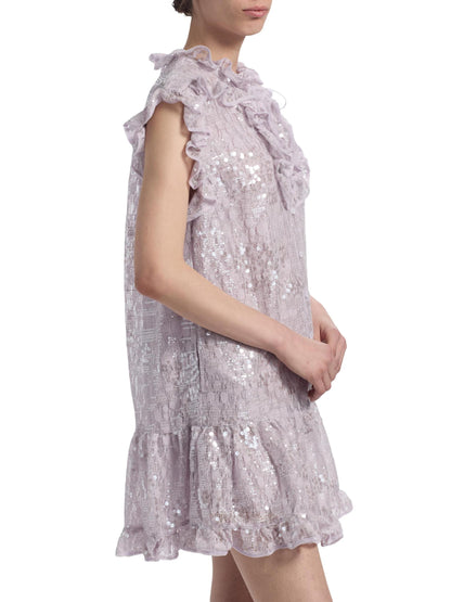 Maya Ruffle-Trimmed Sequined Minidress