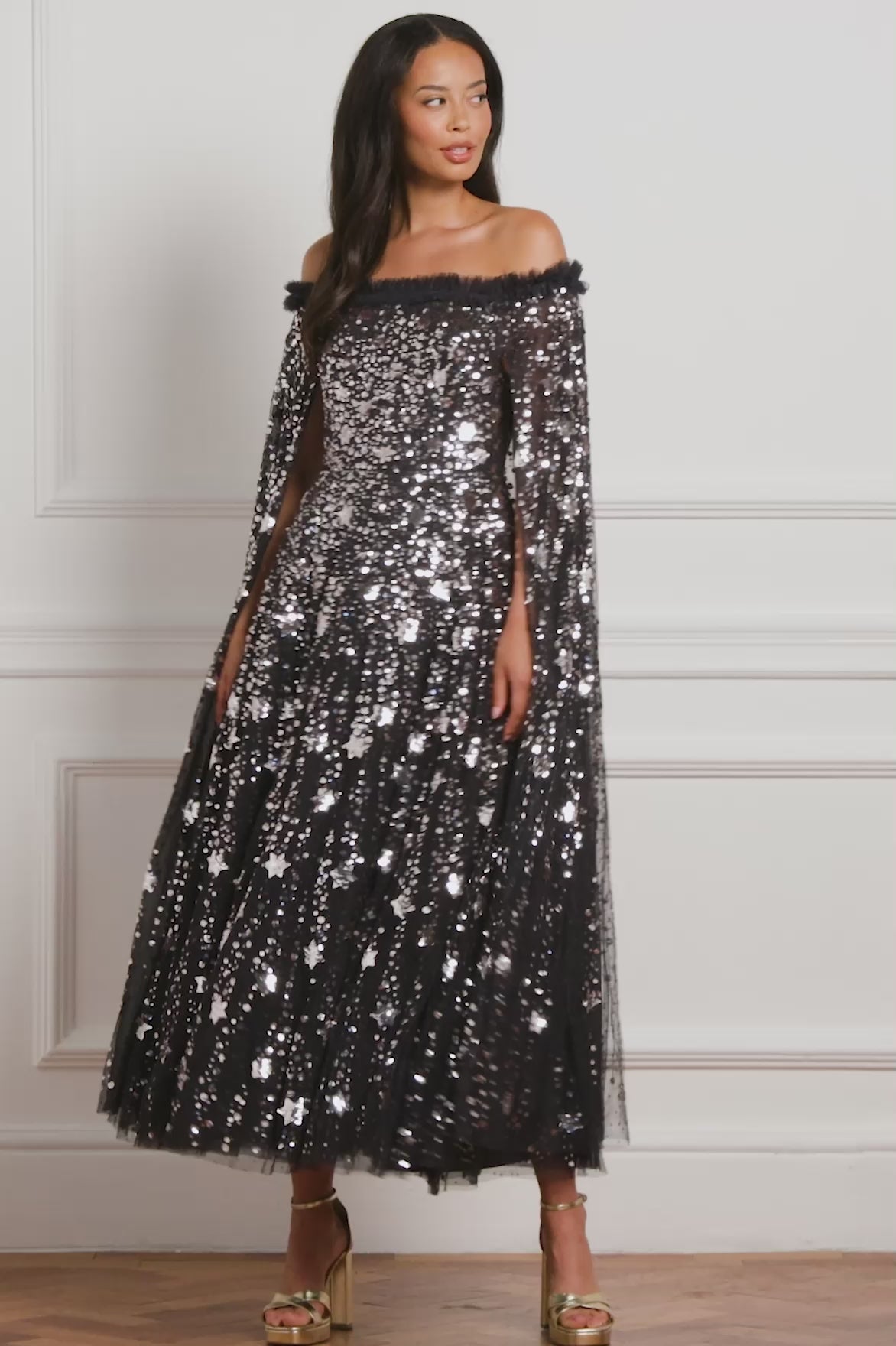 Shooting Stars Cape Ankle Gown