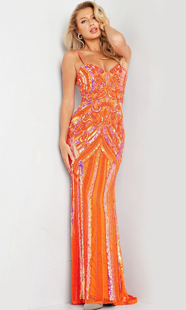 Jovani Long Sequin-Print Prom Dress 38300