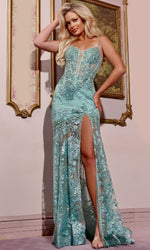 Illusion Long Sequin Prom Dress: Jovani 38468
