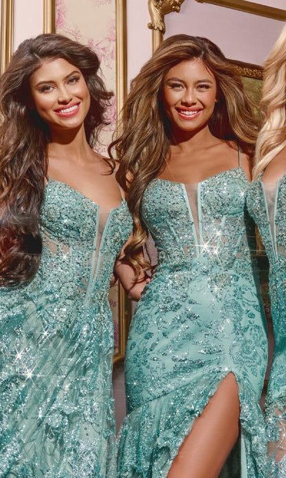 Illusion Long Sequin Prom Dress: Jovani 38468