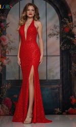 V-Neck Sequin Halter Prom Gown: Colors Dress 3863