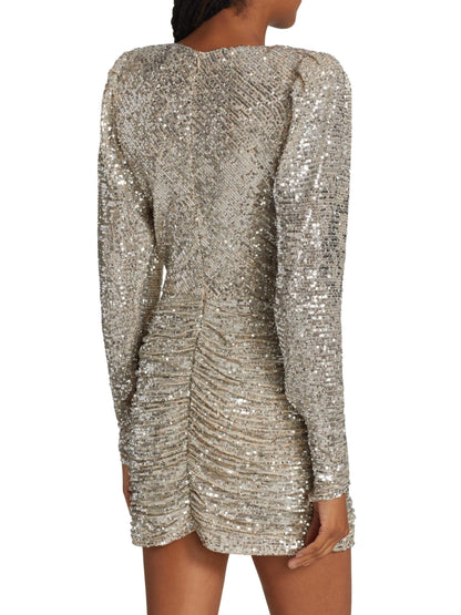 Elena Sequin Cowlneck Minidress