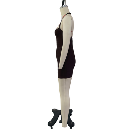 Halter Bandage Dress, Y2K Stretchy Slim Fit Bodycon Backless Mini Dress