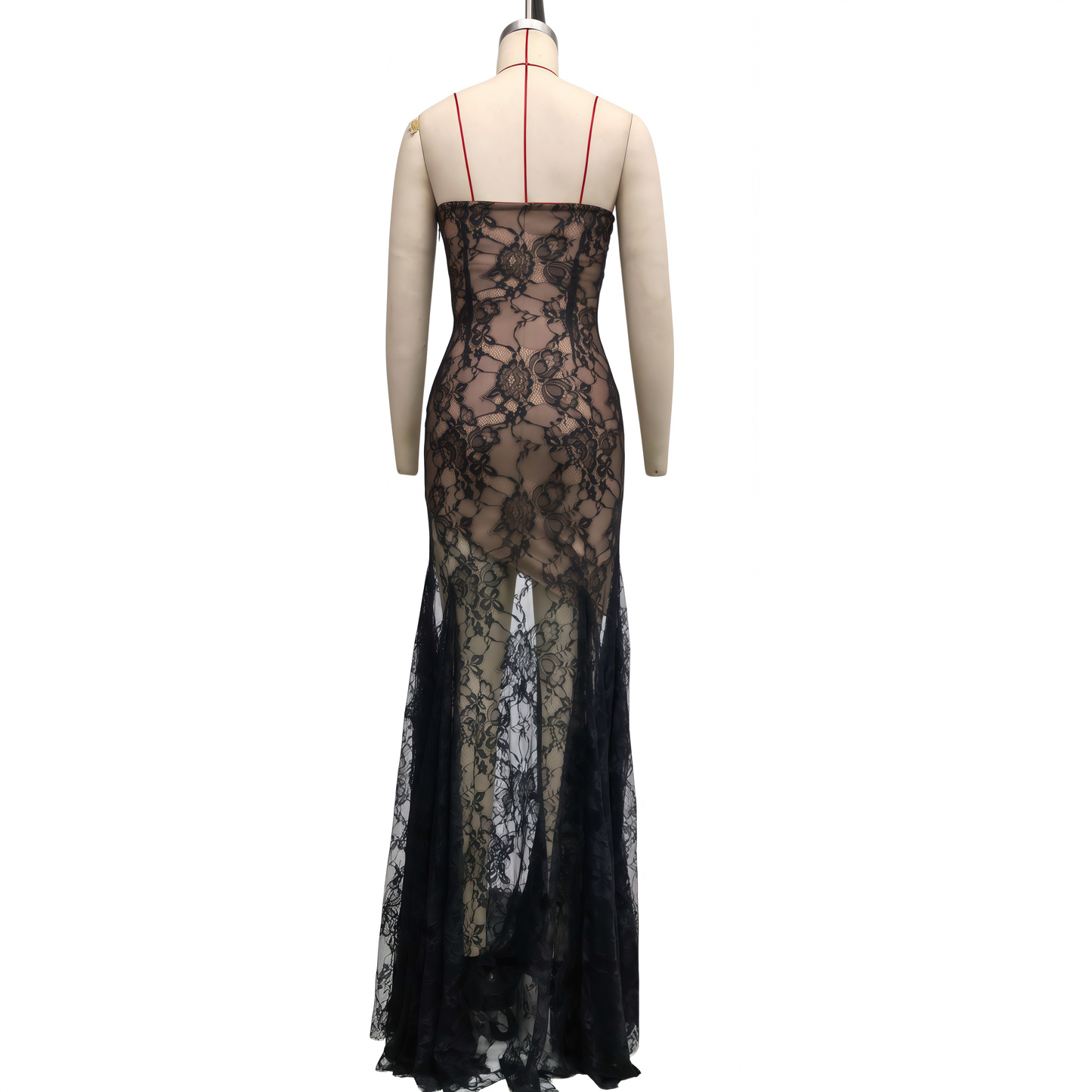 Strapless Lace Asymmetrical Hem Bandage Dress