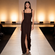 Brown Slit Spaghetti Strap Bandage Dress