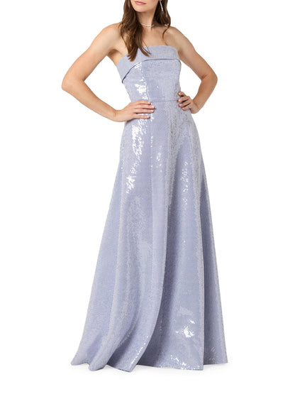 Bennett Striped Sequin Strapless Gown